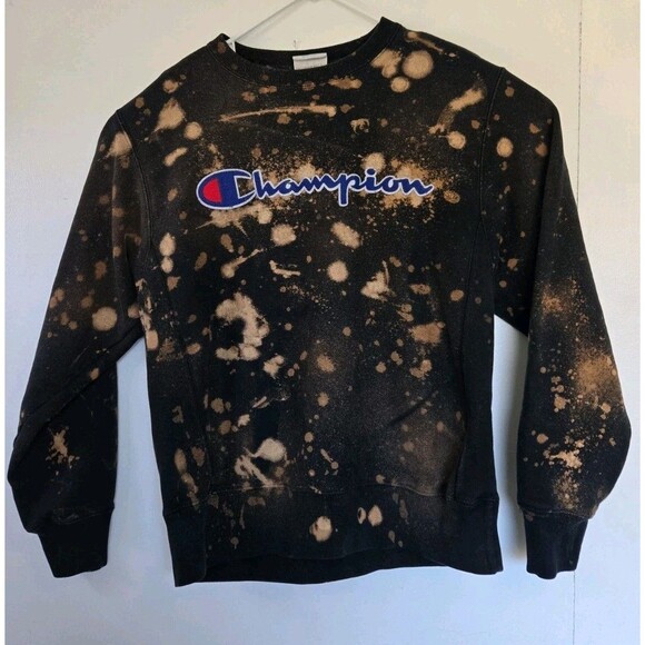 VTG Champion Sweatshirt Mens M Reverse Weave Spellout Logo Pullover Y2K Bleached - Picture 1 of 9